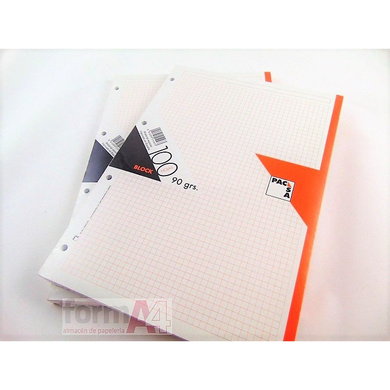 RECAMBIO PACSA 90GR. FOLIO 4T. 100H. CUA. NARANJA