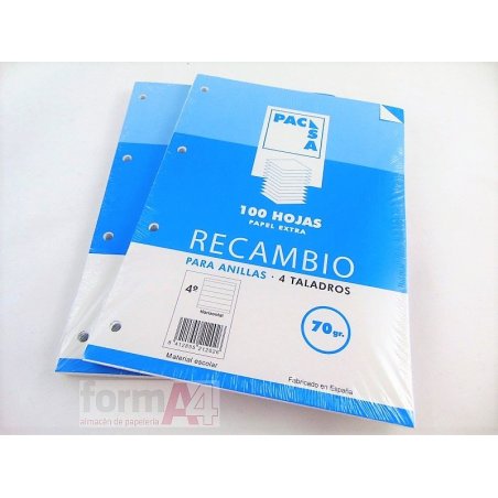 RECAMBIO PACSA 70GR. A5 4T. 100H. HORIZONTAL