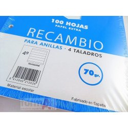 RECAMBIO PACSA 70GR. A5 4T. 100H. HORIZONTAL