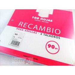 RECAMBIO PACSA 90GR. A4 4T. 100H. CUADROS