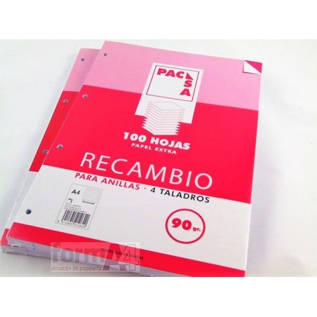 RECAMBIO PACSA 90GR. A4 4T. 100H. HORIZONTAL