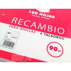 RECAMBIO PACSA 90GR. A4 4T. 100H. HORIZONTAL