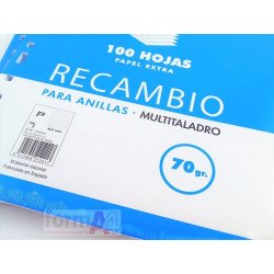 RECAMBIO PACSA 70GR. FOLIO 16T. 100H. CUADROS 