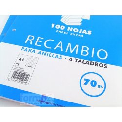 RECAMBIO PACSA 70GR. A4 4T. 100H. CUADROS