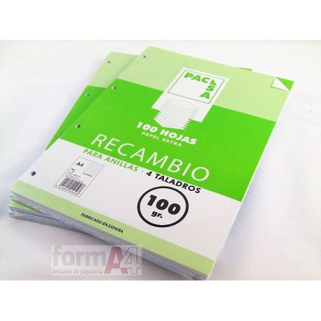 RECAMBIO PACSA 100GR. A4 4T. 100H. CUADROS