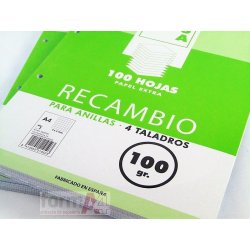 RECAMBIO PACSA 100GR. A4 4T. 100H. CUADROS