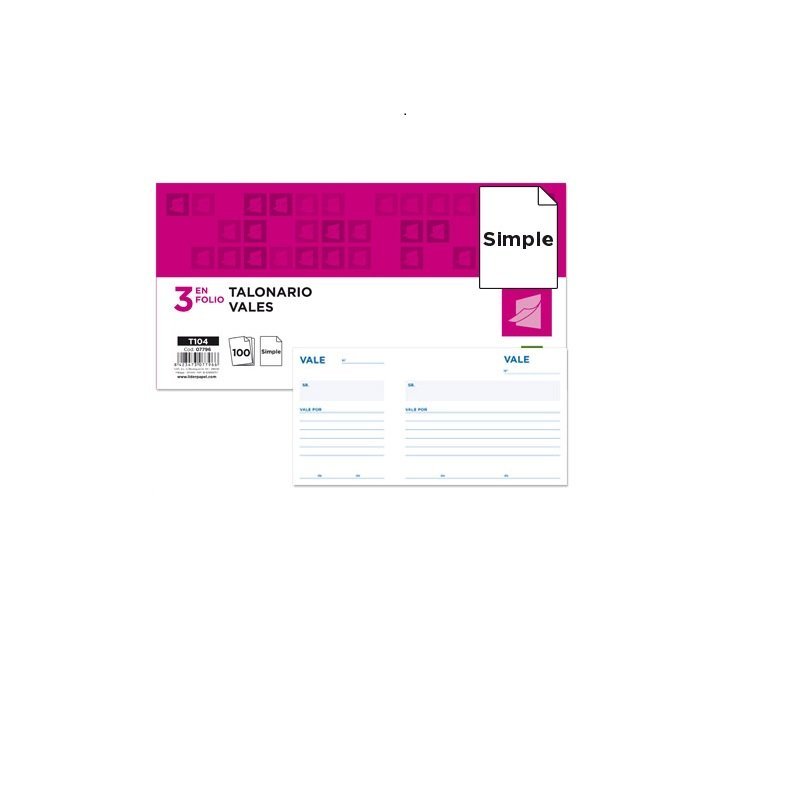 TALONARIO VALES CON MATRIZ LIDERPAPEL