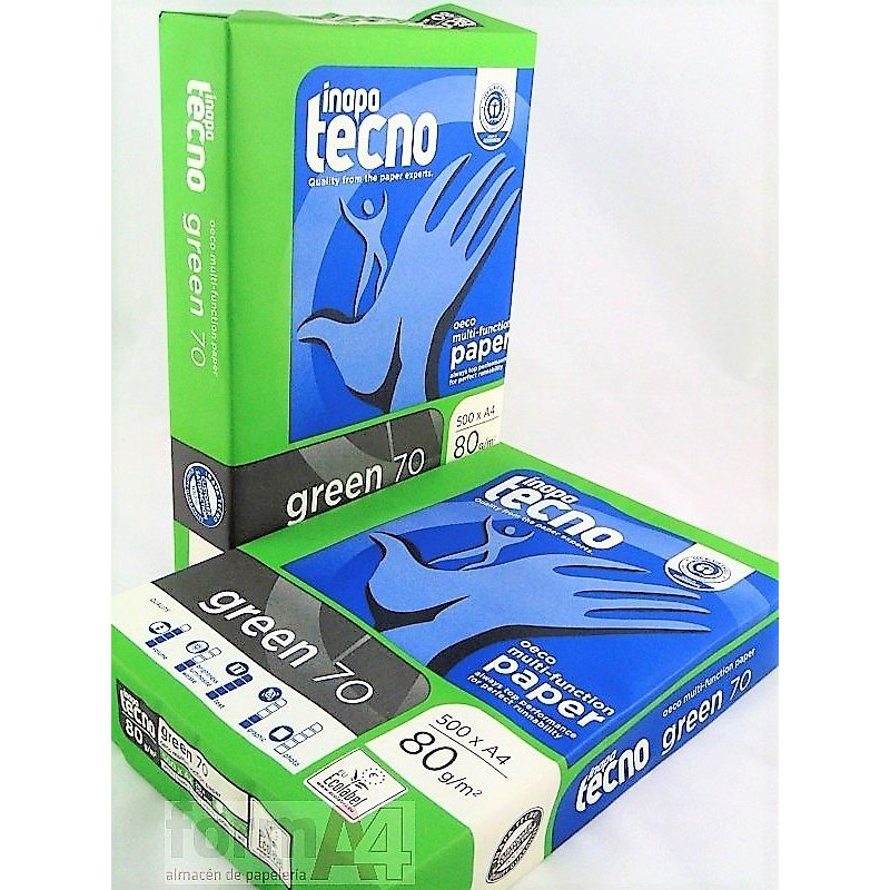 PAPEL RECICLADO TECNO GREEN  A4 80GR. P/500H