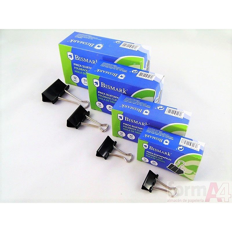 PINZAS CLIP BISMARK 32MM NEGRO C/12