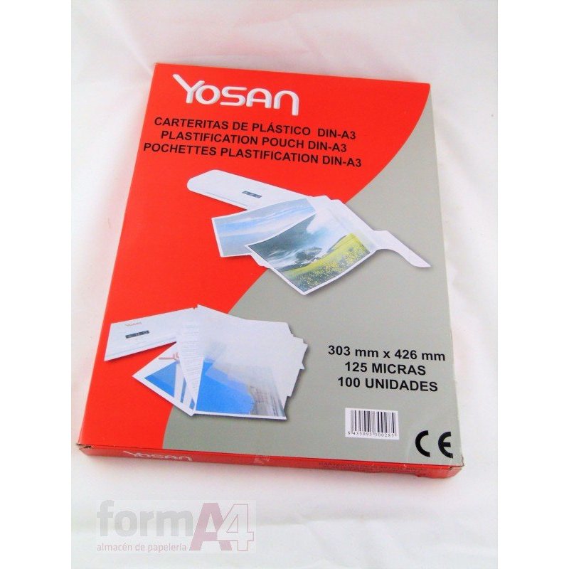 CARTERA PLASTIFICAR YOSAN A3 125 MICRAS C/100