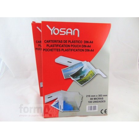 CARTERA PLASTIFICAR YOSAN A4 80 MICRAS C/100