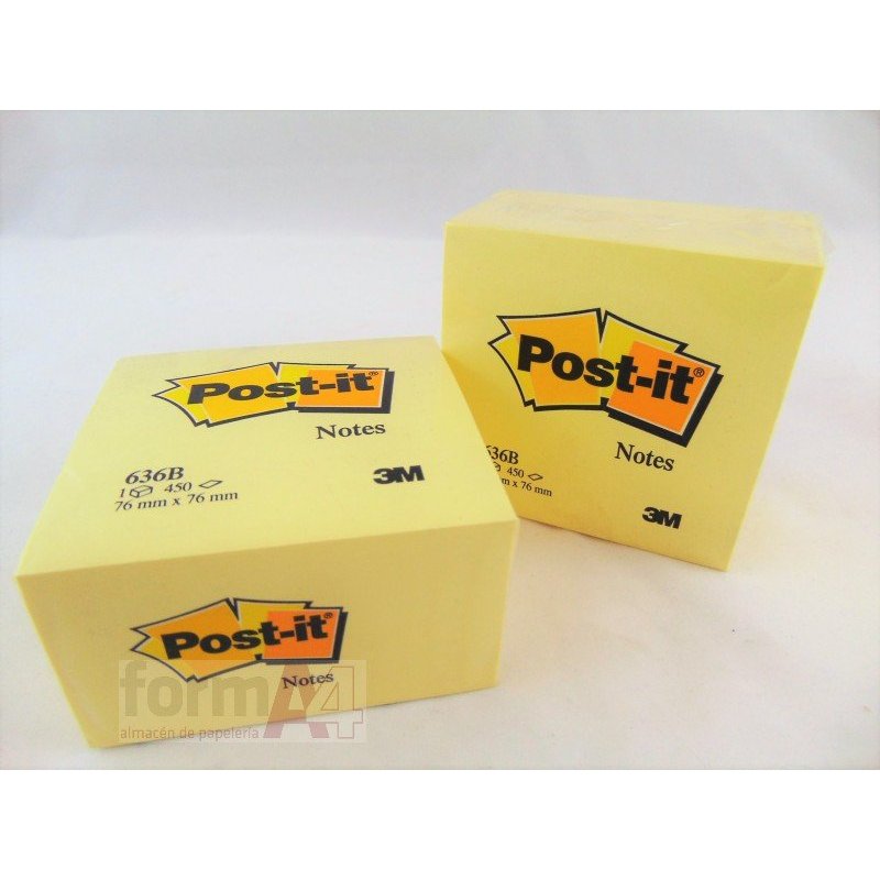 BLOC NOTAS AMARILLAS POST-IT 76X76 MM. CUBO 450H.