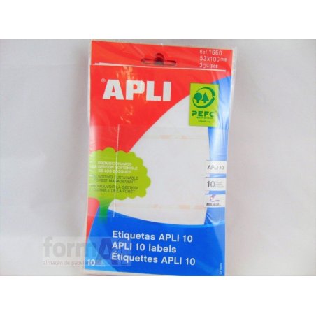 ETIQUETA ADHESIVA BLANCA APLI-10 53X100MM B/30