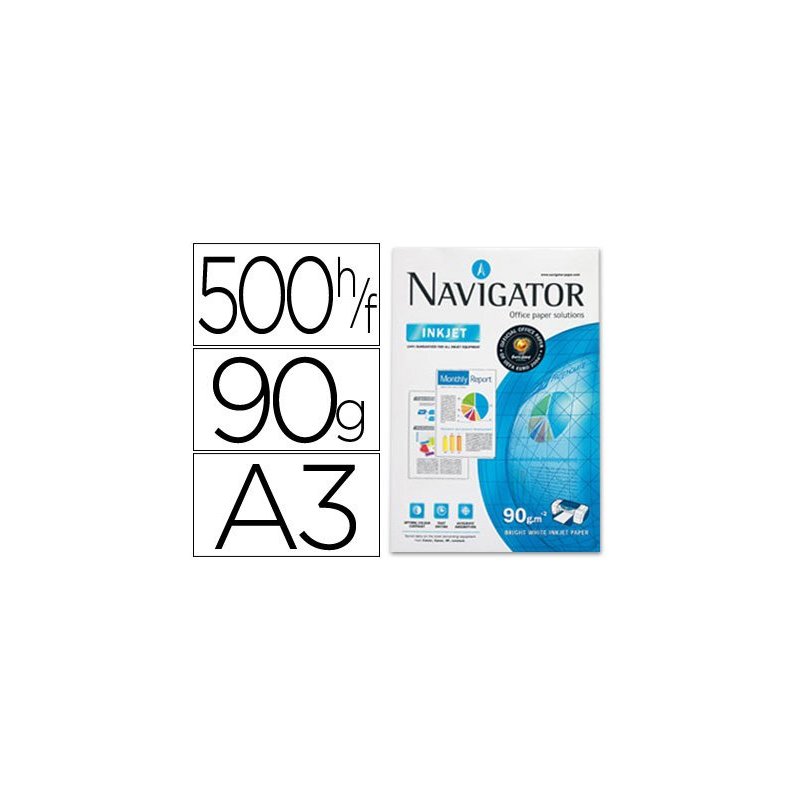 PAPEL MULTIFUNCION NAVIGATOR A3 90GR. P/500H.