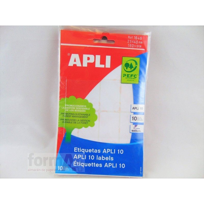 ETIQUETA ADHESIVA BLANCA APLI-10 25X40MM B/160