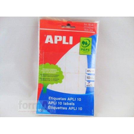 ETIQUETA ADHESIVA BLANCA APLI-10 25X40MM B/160