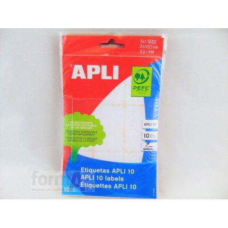 ETIQUETA ADHESIVA BLANCA APLI-10 34X53MM B/90