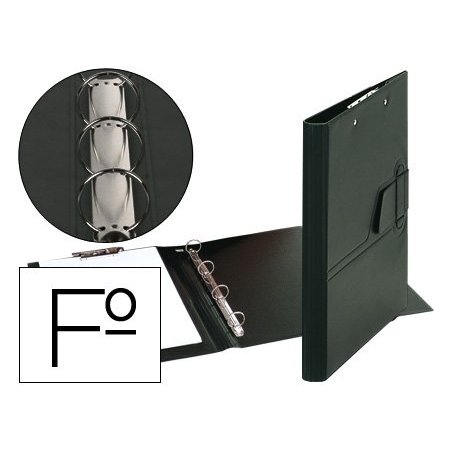 CARPETA 4 ANILLAS 25 MM MINICLIP PLASTICO NEGRO