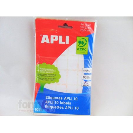 ETIQUETA ADHESIVA BLANCA APLI-10 19X27MM. B/250