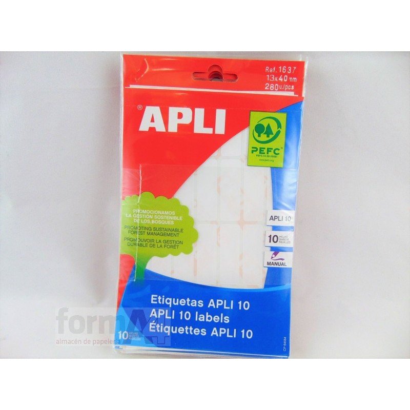 ETIQUETA ADHESIVA BLANCA APLI-10 13X40MM B/280