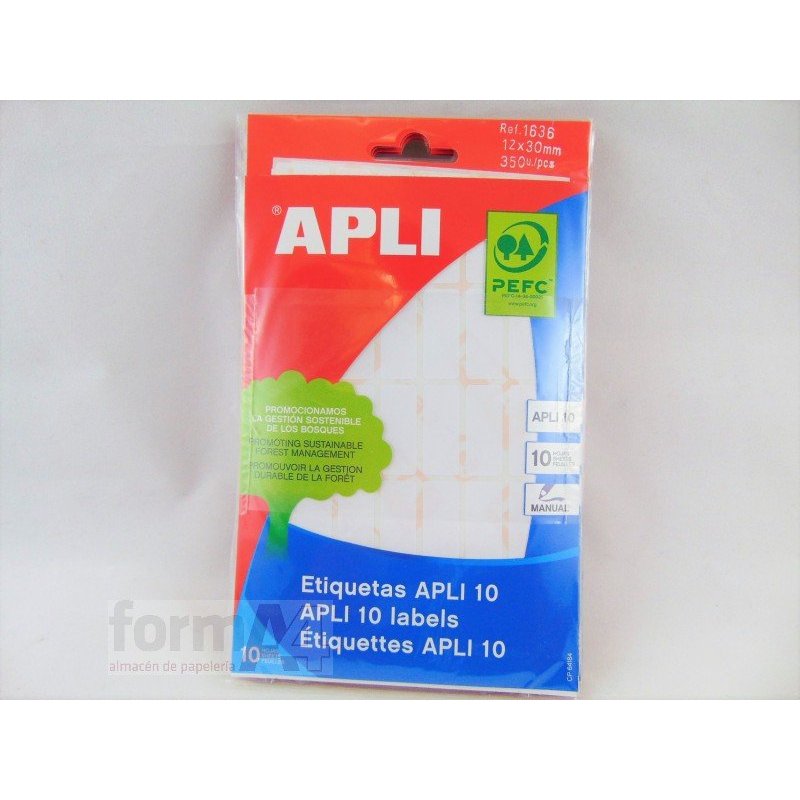 ETIQUETA ADHESIVA BLANCA APLI-10 12X30MM B/350