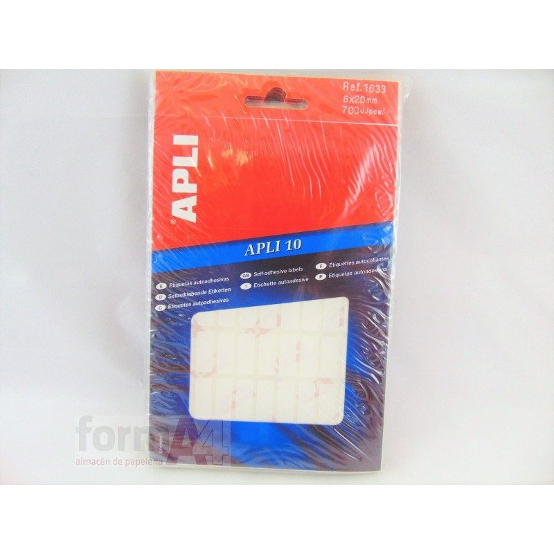 ETIQUETA ADHESIVA BLANCA APLI-10 8X20MM B/700