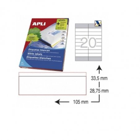 ETIQUETA ADHESIVA BLANCA APLI 105X28.75MM. C/2000