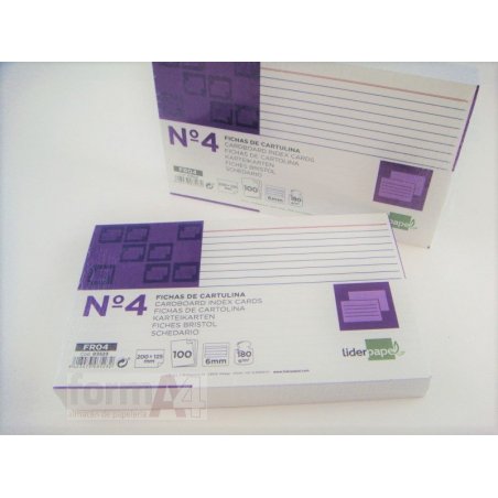FICHA CARTULINA RAYADA Nº4 LIDERPAPEL P/100