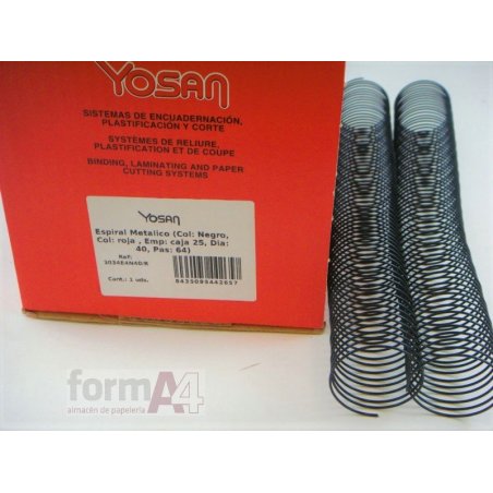 ESPIRAL METALICO NEGRO YOSAN 5:1 40MM C/25