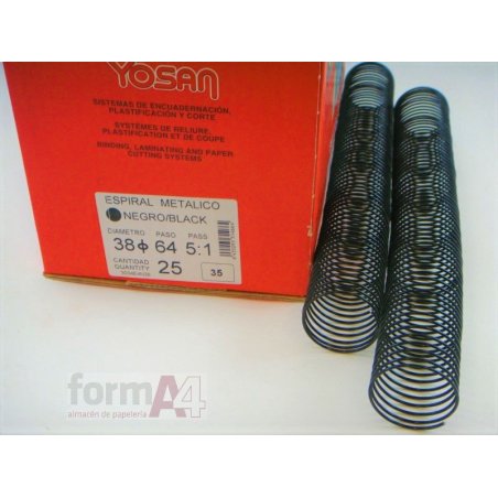 ESPIRAL METALICO NEGRO YOSAN 5:1 38MM C/25
