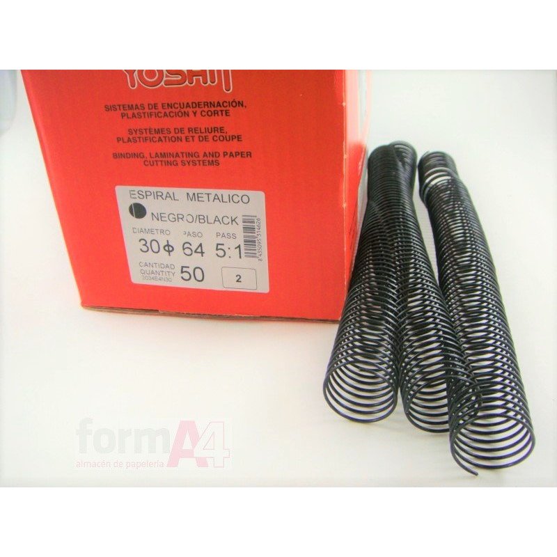 ESPIRAL METALICO NEGRO YOSAN 5:1 30MM C/50