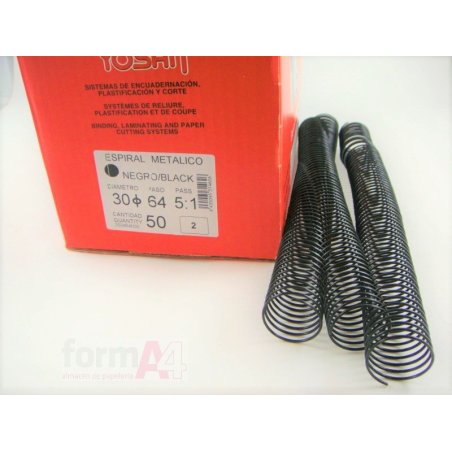ESPIRAL METALICO NEGRO YOSAN 5:1 30MM C/50
