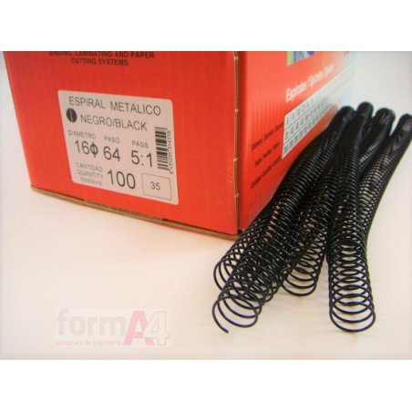 ESPIRAL METALICO NEGRO YOSAN 5:1 16MM C/100