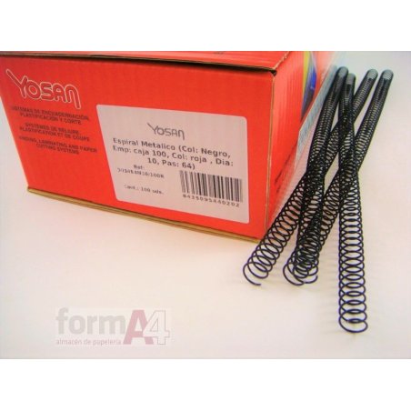 ESPIRAL METALICO NEGRO YOSAN 5:1 10MM C/100