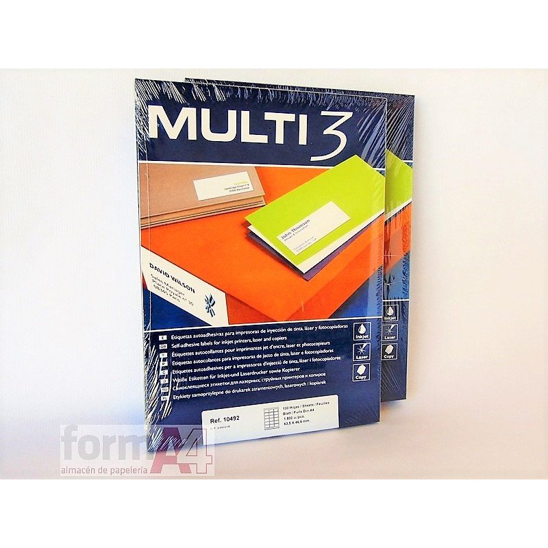 ETIQUETA ADHESIVA BLANCA MULTI3 63.5X46.6MM C/1800
