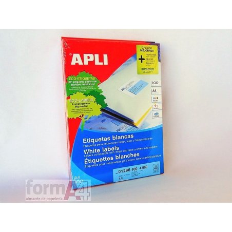 ETIQUETA ADHESIVA BLANCA APLI 52.5X29.7MM. C/4000
