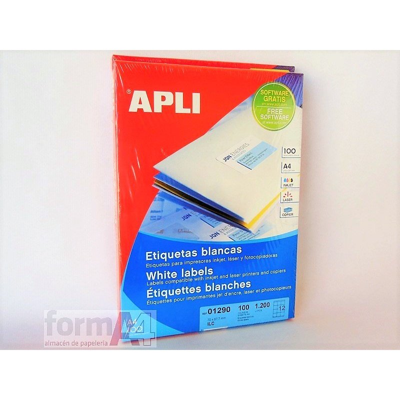 ETIQUETA ADHESIVA BLANCA APLI 70X67.7MM. C/1200