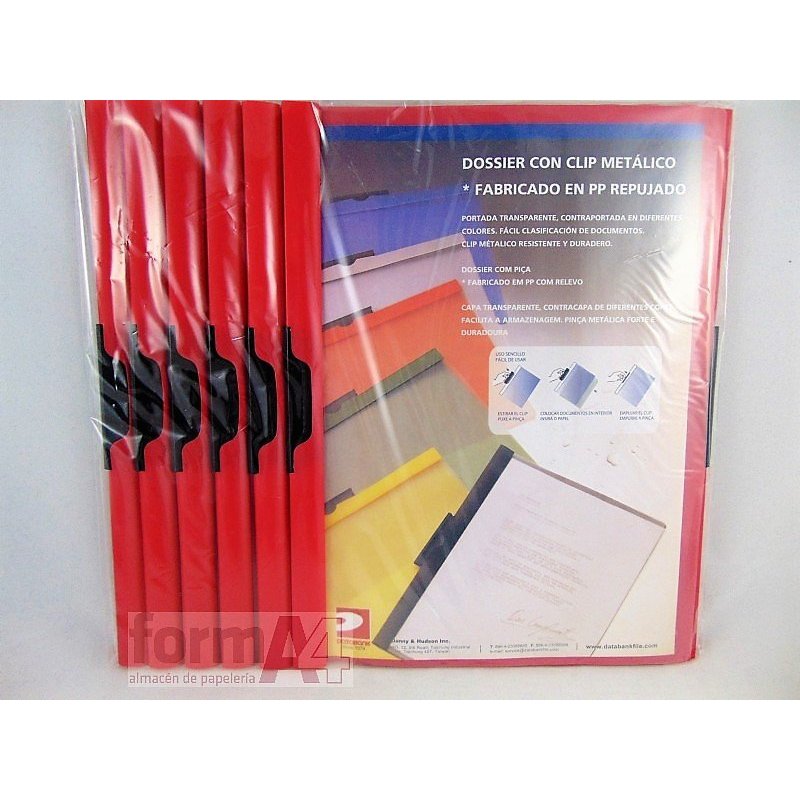 DOSSIER CON CLIP METALICO DATABANK 30H. ROJO
