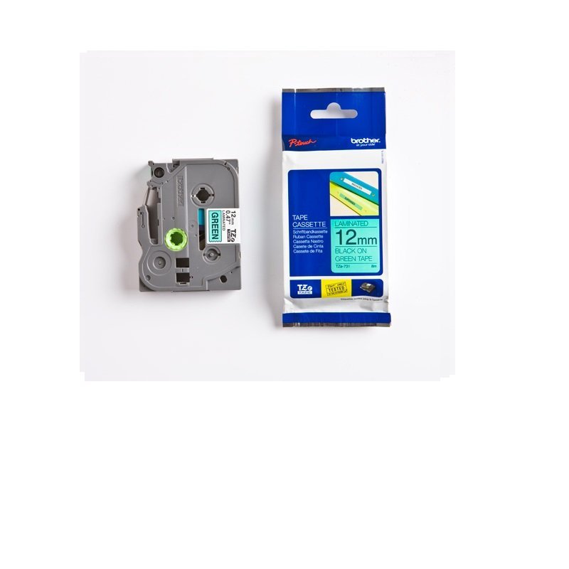 CINTA ROTULAR LAMINADA BROTHER 12MMX8M NG/VE TZ731