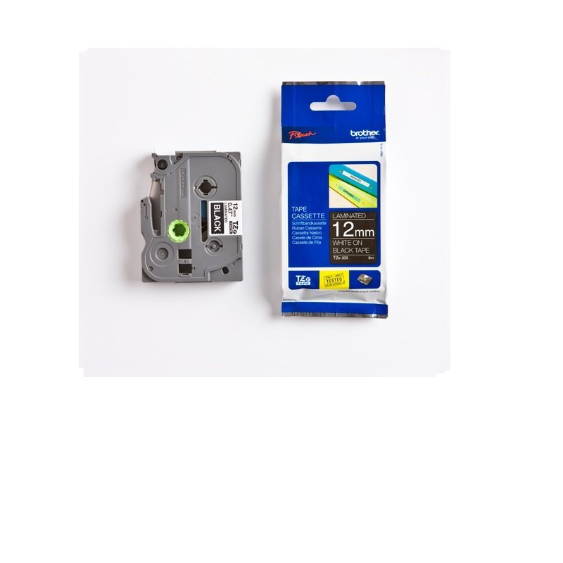 CINTA ROTULAR LAMINADA BROTHER 12MMX8M BL/NG TZ335