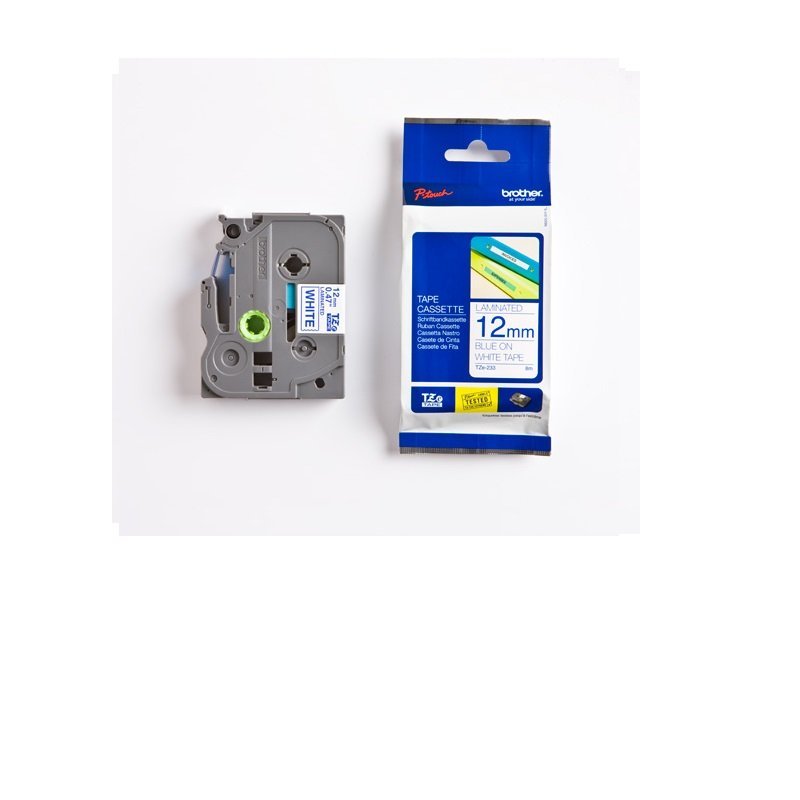 CINTA ROTULAR LAMINADA BROTHER 12MMX8M AZ/BL TZ233