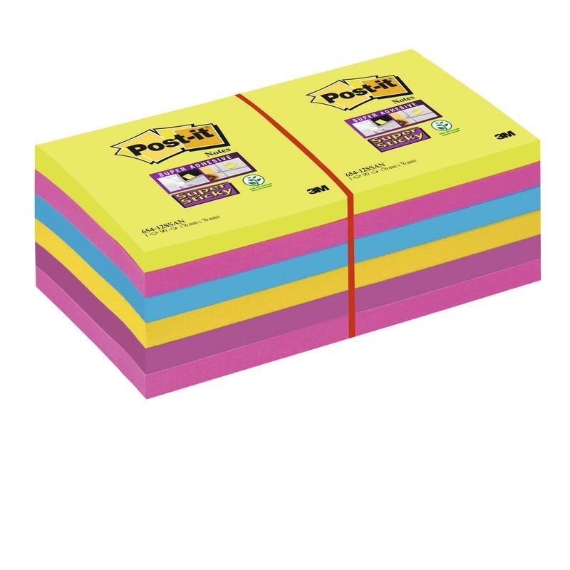 BLOC NOTAS AMARILLAS SUPER STICKY 76X76MM P/12