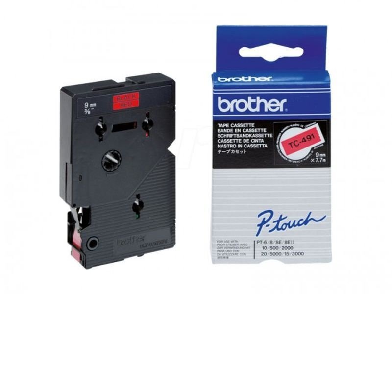 BROTHER CINTA ROTULADORA LAM 9MMX7.7M NG/RO TC-491