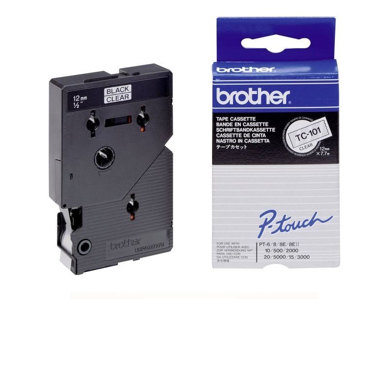 BROTHER CINTA ROTULADORA LAM 12MMX7.7M NG/TR TC101