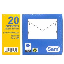 SOBRE TARJETA DE VISITA BLANCO SAM 70X105MM. P/20