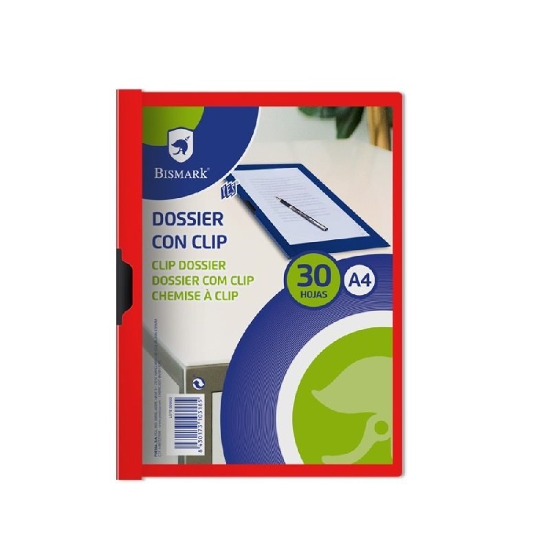 DOSSIER CON CLIP METALICO BISMARK 30H. ROJO