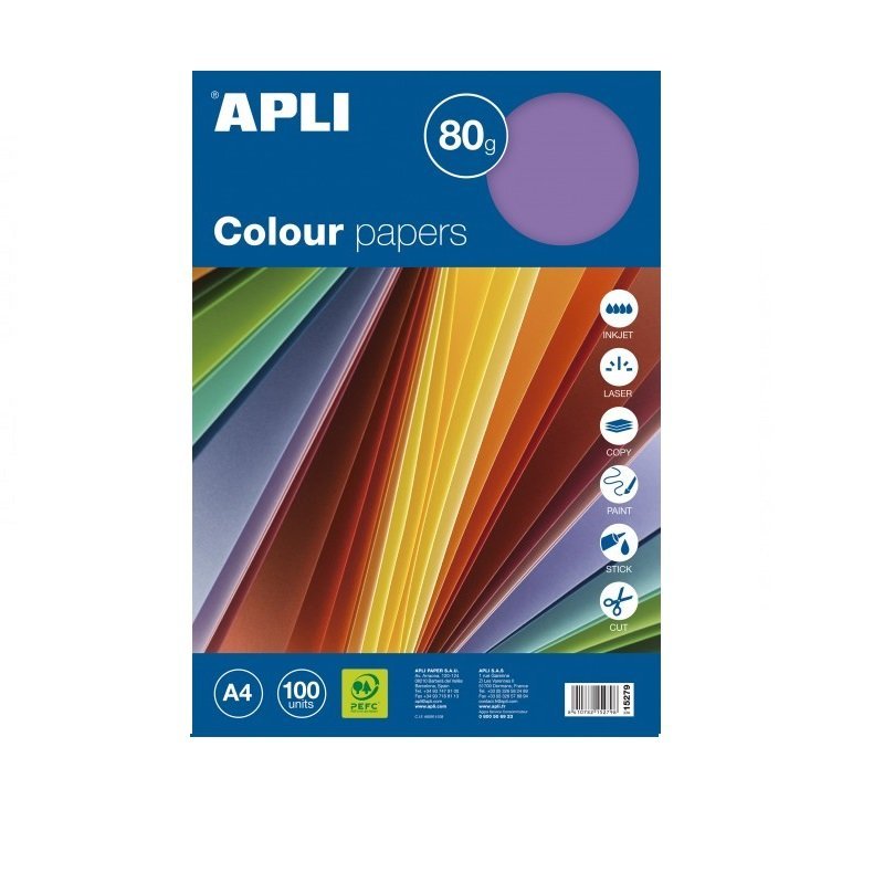 PAPEL MULTIF. APLI A4 80GR. COLORES INTENS P/100H 