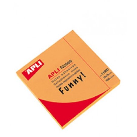 BLOC NOTAS NEON NARANJA BRILLANTE APLI 75X75MM