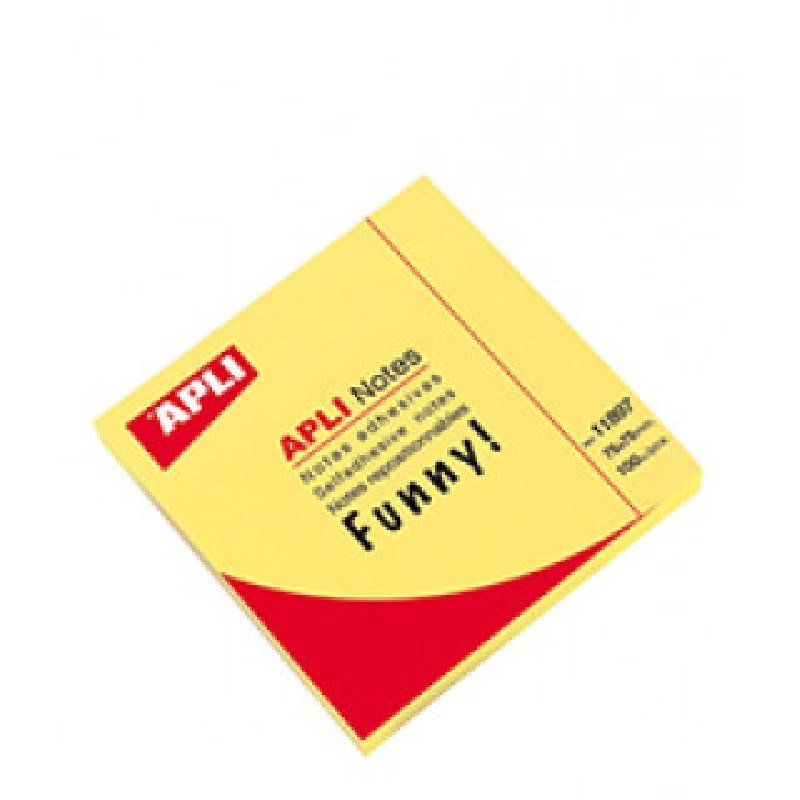 BLOC NOTAS NEON AMARILLO BRILLANTE APLI 75X75MM