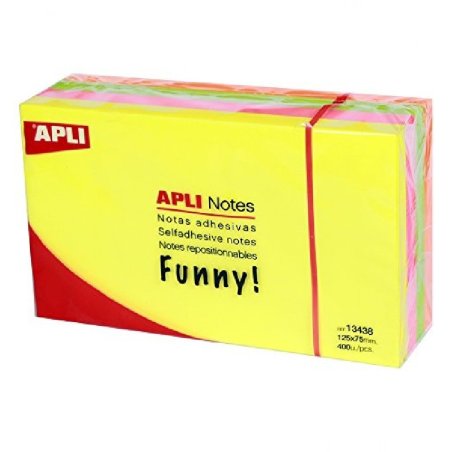 BLOC NOTAS NEON BRILLANTE APLI 125X75MM 400 HOJAS